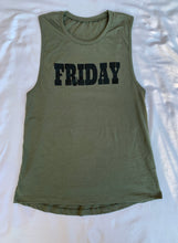 Load image into Gallery viewer, Days of the week muscle tee featuring FRIDAY
