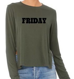 Army Green tri-blend  tee with Black FRIDAY printed front.